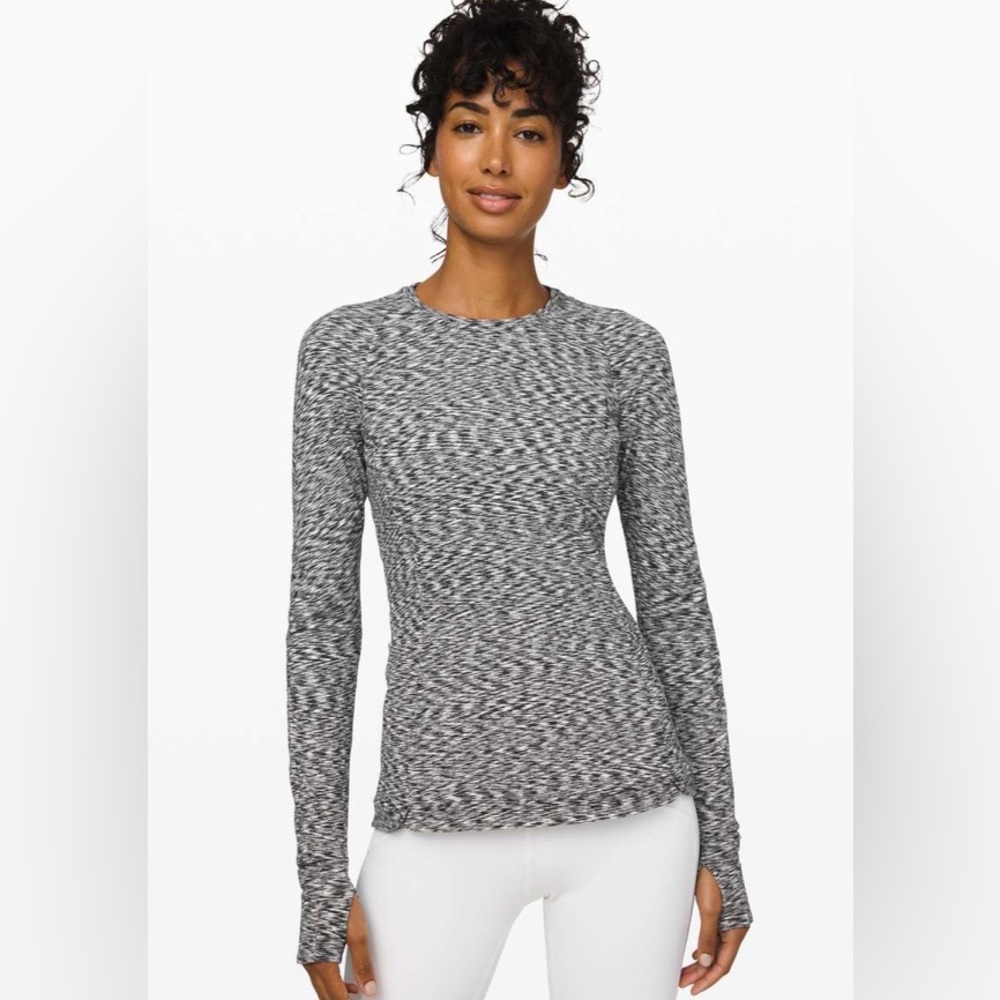 Lululemon Runderful Long Sleeve Spaced Out Space Dye Black White size 6
